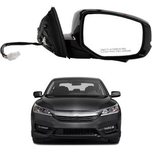 Dasbecan Right Passenger Side Mirror Compatible with Honda Accord 2013 2014 2015 Power Glass Heated with Camera with Turn Signal Light Door Mirror Assembly Replaces 76200T2GA42ZC Black 12Pins