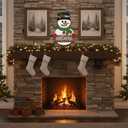 2 x Handcrafted Snowman Welcome Door Hanger Sign - Festive Winter Christmas Home Decor Door Decorations