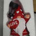 Retisee Solar Valentine's Day Garden Statue Resin Gnome Statue with Hearts LED Lights Outdoor Love Solar Light Figurine Decoration for Yard Patio Lawn Gift for Valentine's Day Anniversary