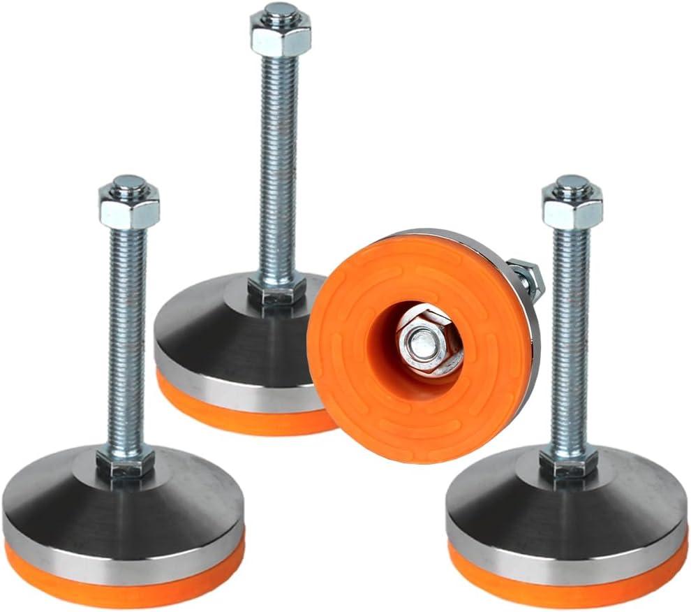 Heavy Duty Leveling feet,Leg Leveler 3.14" Dia Base,Adjustable Leveling feet M12 Thread, 1300 Lb Capacity,Capacity for Workbench, Machine, Cabinet, (D80xM12x100,4 Pack)