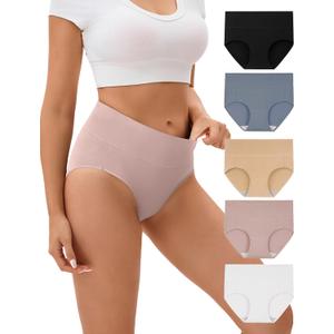 INNERSY Women's Underwear Cotton Soft Underwear High Waisted Breathable Briefs 5 Pack (Large) INNERSY Women's Underwear Cotton Soft Underwear High Waisted Breathable Briefs 5 Pack (Large)