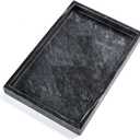 Black Marble Tray, Stone Bathroom Tray, Decorative Holder for Tissrue, Candle, Soap, Towel, Plant (Black - 10 x 6)