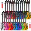 24 Pcs Inflatable Guitars for Parties Bulk Blow Rock Star Guitar Set Rock and Roll Party Decorations Photo Booth Props for Birthday 80s 90s Themed Party Carnival, 12 Colors
