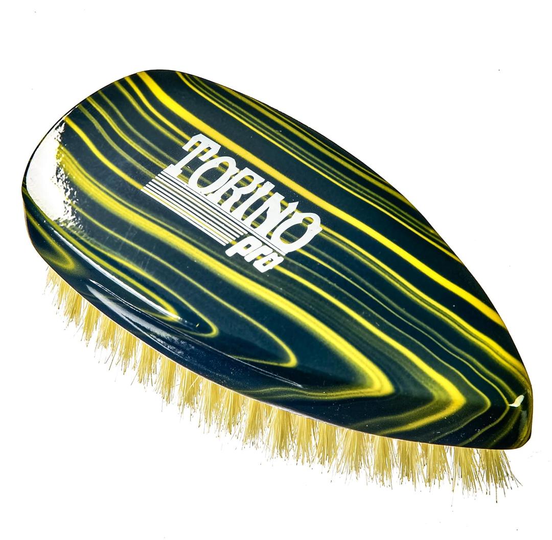 Torino Pro Wave Brush #239- Pointy Palm Medium Soft bristles -100% Pure Boar Bristles - Great for laying down your 360 Waves