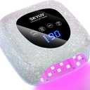 Rechargeable UV LED Nail Lamp, Cordless Nail Dryer for Gel Polish, UV Nail Lamp with 4 Timers Setting and LED Touch Screen, Professional Curing Lamp Light with 30 Beads for Salon and Home (Silvery)