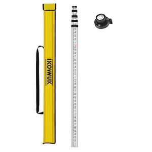 IKOVWUK 16 Feet Aluminum Grade Rod - 10 ths, 5 Sections Dual Side Telescopic Leveling Rod with Bubble Level, Carrying Bag Included