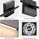 LED Wall Sconces with Remote Control, 5 Colors 3000K-6500K & Dimmable, Hardwire Wall Light with Timer & Night Light, LED Black Wall Lamps for Living Room, Bedroom, 27.55 Inch (1 Pack)