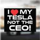 2 x I Love My Tesla, Not The CEO Magnet Decal (Large 5x3.7in), Funny Anti-Elon Musk Decal for Cars - Durable, Waterproof and Reusable, Anti Elon Tesla Club Car Magnet.