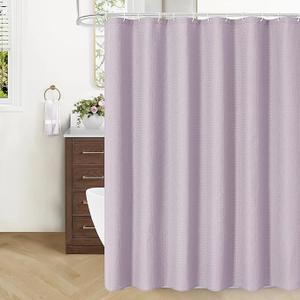 Craidlela Lavender Small Shower Curtain, Modern Elegant Boho Leaf Jacquard Textured Shower Curtain for Bathroom, 36 x 72 Half Size, Grommet Top, Machine Washable