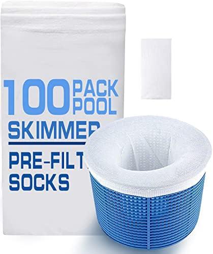 GOKU Swimming Pool Filter Skimmer Socks for Inground & Above Ground Pool, Fine Mesh Leaves Pollen Catcher Debris Pre-Filter Scum Sock, Pool Basket Net Protector Strainer Liners Savers