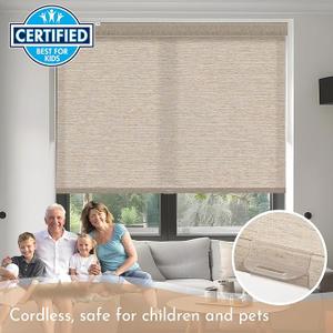 Persilux Light Filtering Roller Shades for Windows,Cordless,Linen Fabric,Roller Blinds,Thermal Insulated Fabric UV Protection Shades for Home,Office,Bedroom,door,Light Filtering-light brown,Custom Now