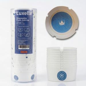 Luxelle Disposable Foam Ashtray, 25-Pack Paper Ashtrays with Water-Foaming Sand Base, Odor Control, Mess-Free, Portable for Home, Office, Car, Camping
