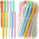 Crtiin 50 Pcs Gel Pens Bulk, 0.5mm Fine Point Retractable Black Ink Pens, Colored Aesthetic Cute Smooth Writing for School Office Journaling Note Taking (Macaron)