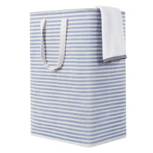 ZERO JET LAG 72L Laundry Hamper with Handles Large Laundry Bin Collapsible Dirty Clothes Basket Bag Foldable Clothes Dirty Hamper (Striped Blue)