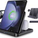 for Samsung Galaxy Z Fold 7 6 5 4 Wireless Charger Station, Foldable 3 in 1 Wireless Charging Stand for Z Flip7 S25 Ultra/Galaxy Watch/Galaxy Buds, Charger Stand Dock for Travel