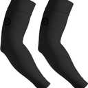 NURCOM Medical Compression Arm Sleeve for Men Women, 20-30 mmHg with Silicone Band for Lymphedema, Lipedema, Pain Relief, Edema, Swelling, Post Surgery Recovery, 2 Pack, Black L