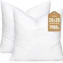 Artscope Synthetic Down Pillow Insert, 28x28 Down Alternative Throw Pillow Insert. Ultra Soft Fluffy Sleeping Pillow with 100% Cotton Cover, Decorative Pillows Set of 2-White.