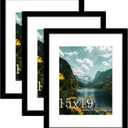 Picrit 15x19 Picture Frame 3 Pack, Black Poster Frame, Display Poster 11 x 14 with Mat or 15 x 19 without Mat for Horizontal or Vertical Wall Mounting