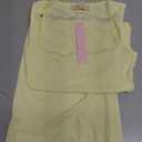 QINSEN Women's Square Neck with Lace Detail Long Maxi Dress Sleeveless Lounge Ribbed Full Length Dresses (Lemon Yellow)