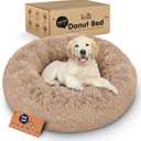 Donut Dog Bed - Premium Comfort for Anxiety Relief - Fluffy & Calming Design with Ultra-Plush Support | Cozy Round Dog Bed with Super Soft Circle Style (Size S Camel)