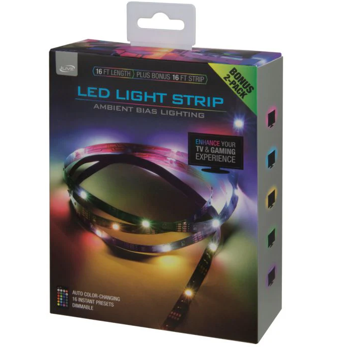 Ilive LED Light Strip Ambient Bias Lighting AUTO COLOR CHANGING 16 presets Ilive LED Light Strip Ambient Bias Lighting AUTO COLOR CHANGING 16 presets