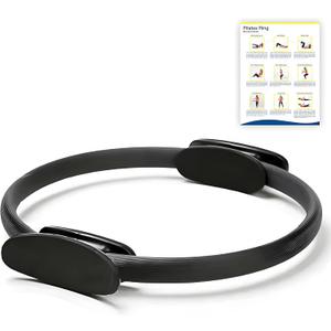 Pilates Ring 15-Inch, Magic Circle for Women, Fitness Ring for Core & Thighs, Yoga & Strength Training, Workout Ring for Home & Gym, Inner Thigh Toner, Pilates Accessory (Black)