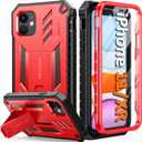 FNTCASE for iPhone 11 Phone Case: for iPhone XR case with Kickstand Shockproof Military Grade Protective Cover - Dual Layer Full Protection Sturdy Matte Textured Drop Proof - 6.1 Inch Red