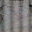 dasmzper Women Sexy Sequin Off Shoulder Ruffle Short Sleeve Bodycon Mermaid Party Formal Evening Maxi Dress (Silver, XL)