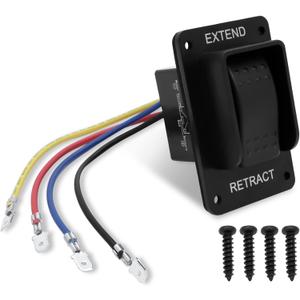 387874 RV Electric Stabilizer Jack Switch Compatible with Lippert High Speed Stabilizer Jacks, Power Stabilizer Jack Extend Retract Switch with Harness & Extra Terminals | IP66-rated Waterproof, Black (1 PCS)