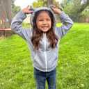 Vieille Baby Toddler Fleece Hooded Jacket Boys Girls Cute Bear Ear Zip Up Outerwear 1-5 Years (Gray)