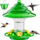Birdream Hummingbird Feeder for Outdoors Hanging, 20 OZ Humming Birds Feeders with 5 Bee Guard Feeding Ports & Built-in Ant Moat and Brush, Bird Feeder for Outside, Gifts for Women - Green (1 Pack)