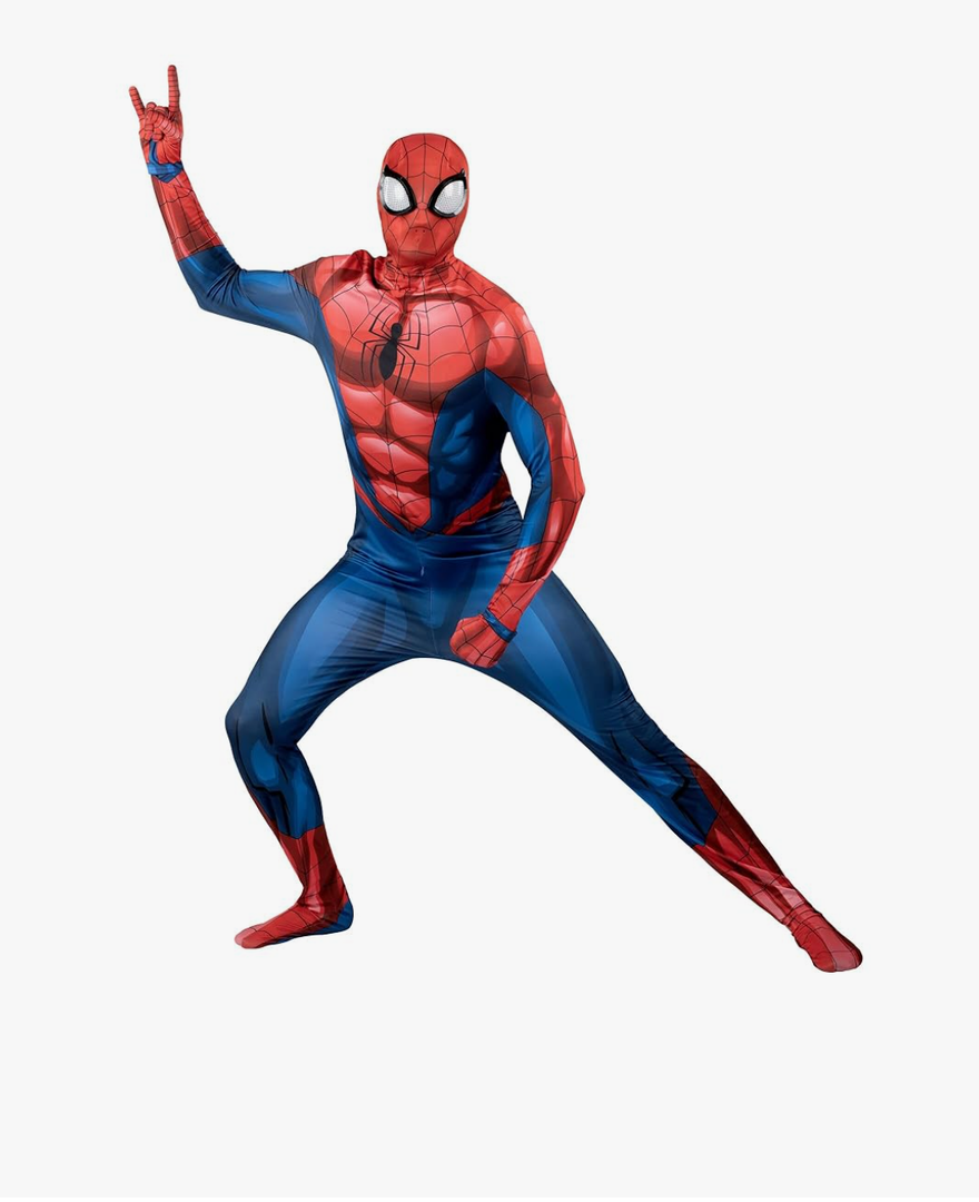 MARVEL Spider-Man Official Adult Deluxe Zentai Halloween Costume - Stretch Spandex with Hidden Zippers and Wrist Slits XL