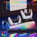 PS5 Cooling Station Stand RGB with Dual Controller Charging Station for PlayStation 5 Console, PS5 Accessories Incl. Controller Charger, Cooling Fan, Headset Holder, 3 USB Hub