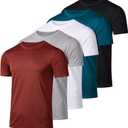 5 Pack Men's Dry Fit Workout T Shirts Crew Neck Athletic Gym Running Tees (L)