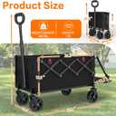 360LBS Collapsible Wagons Carts Foldable, 120L Heavy Duty Folding Beach Wagon Cart with Wheels and Tailgate, Portable Utility Outdoor Wagon for Grocery, Shopping, Garden, Sports, Camping