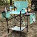 EVER ADVANCED 31" Tall Portable Makeup Artist Chair for Clients Directors Chair with Two Side Tables, Foldable Folding Chair for MUA, Craft Shows, Hair Stylist, Salons, Movie Sets 350LBS Green, Seat height: 30.7 inches