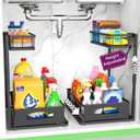 Under Sink Organizer, 2 Packs Height Adjustable Under Sink Storage, Pull Out Cabinet Storage Shelves, Slide Out Drawer for Kitchen Bathroom Pantry. (Black, 2 Pack)