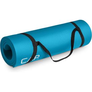 CAP Barbell 1/2-Inch High Density Exercise Yoga Mat with Strap | Multiple Options (Teal)