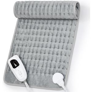 Deepsoon Heating Pad,Electric Heating Pads for Back,Neck,Moist Heating Pad for Abdomen Shoulder Knee Legs,Dry/Moist Heat&Auto Shut Off,Mother's Day Birthday for Men and Women,Light Gray, 24x12 Inch
