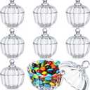 Tanlade 8 Pcs Glass Pumpkin Jar with Lids Crystal Candy Dish Clear Apothecary Jar Covered Candy Bowl Cute Jewelry Cookie Snack Box for Home Party Wedding Office Desk(Clear,Pumpkin)