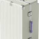 ROPLUS Aluminium Frame Checked-Luggage with Smooth Jelly Wheels, Hardside Zipperless Rolling Suitcase with TSA Lock (WhitePurple, 28-Inch)