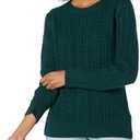 Amazon Essentials womens Soft Fisherman Cable Long-Sleeve Crewneck Sweater  (Small, Deep Green)