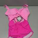 Eomenie Women's One Piece Swimsuits Tummy Control Cutout High Waisted Bathing Suit Wrap Tie Back 1 Piece Swimsuit Pink Color Block XL