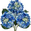 3PCS Blue Silk Hydrangea Artificial FlowersFake Flowers & Faux Floral Bulk Bouquet for Home Decor Bathroom Table Centerpiece Shelf Decorations (Blue)