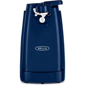BELLA Electric Can Opener and Knife Sharpener, Multifunctional Jar and Bottle Opener with Removable Cutting Lever and Cord Storage, Stainless Steel Blade, Navy