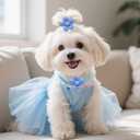 36PCS Dog Flower Collar and Hair Bows Set,Multi Color Cute Pet Collar Accessories and Head Floral Charms Tie for Small Puppy Cats Grooming Accessories