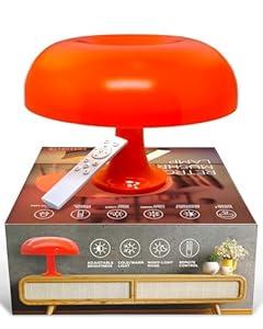 White Mushroom Lamp, Dimmable Retro Table Lamp  3 Light Temperature, Remote-Controlled  Mid-Century Donut Shaped LED 70s Lamp  Optimize Your Space to a Cozy, Nostalgic VibePerfect for Any Room