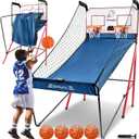 BAGAIL Basketball Arcade Game, Electronic Basketball Shooting Game with 8 Game Modes, Arcade Sounds, Foldable Frame, 4 Balls, Inflation Pump, Ideal Indoor Sport Games for All Players - Dual Shots