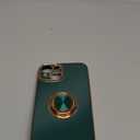 for iPhone 14 Case 360 Rotatable Ring Holder Magnetic Kickstand,Support Magnetic Car Mount,Gold Plated Phone caseSoft Lightweight Protective case for iPhone 14,Dark Green