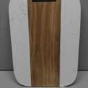 NiHome Appliance Sliding Tray for Coffee Maker, 14"x9.5" Acacia Wood & Marble Smooth Silent Wheels Roll-Out Caddy, Scratch-Free Under Cabinet Countertop Slider for Blender, Air Fryer, Toaster (White)